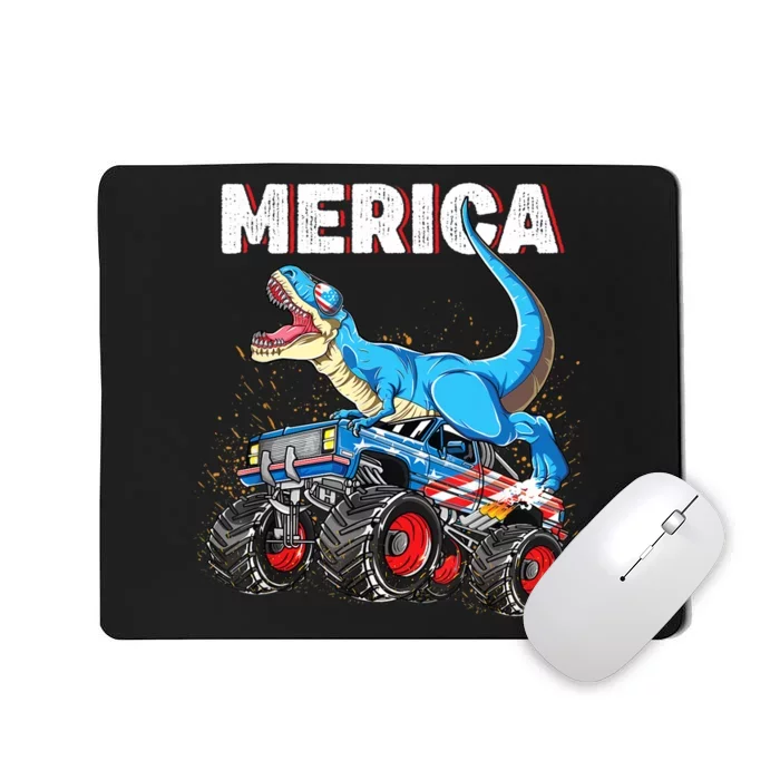 4th of July Boy Merica T rex Dinosaur Monster Truck Mousepad