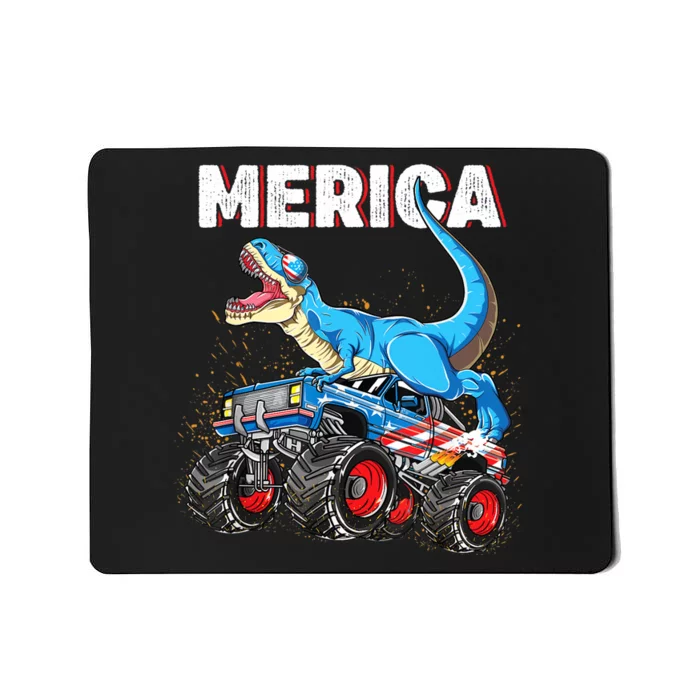 4th of July Boy Merica T rex Dinosaur Monster Truck Mousepad