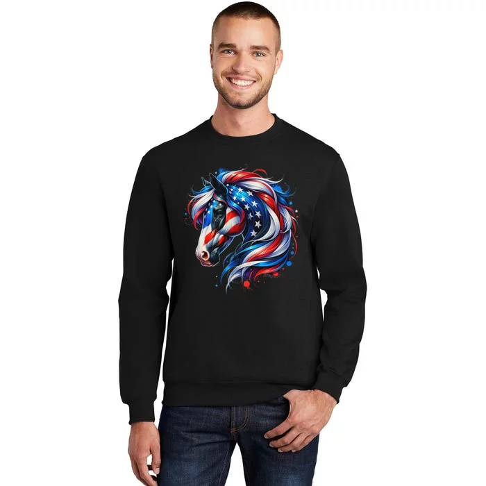 4th Of July Patriotic Horse Graphic Tall Sweatshirt