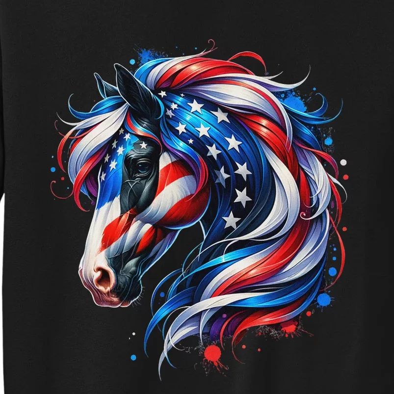 4th Of July Patriotic Horse Graphic Tall Sweatshirt