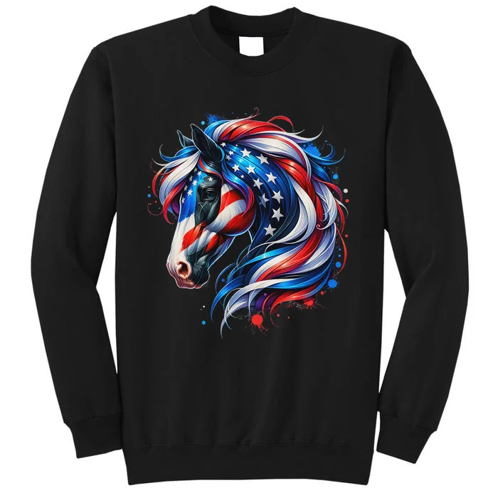 4th Of July Patriotic Horse Graphic Tall Sweatshirt