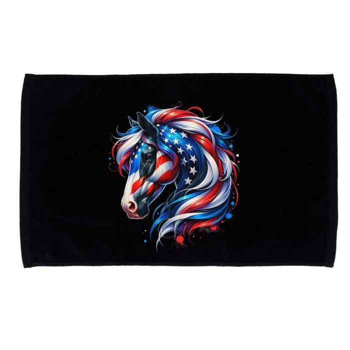 4th Of July Patriotic Horse Graphic Microfiber Hand Towel