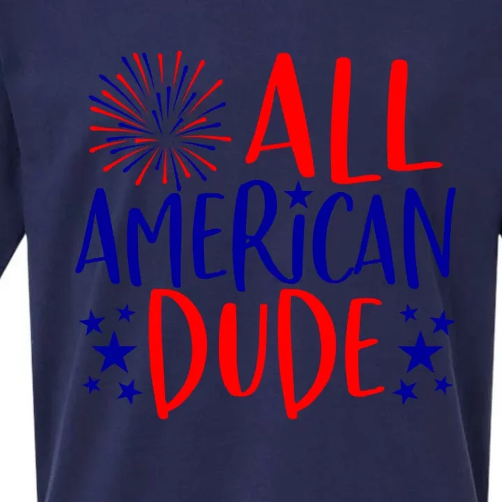 4th Of July Family Couples Matching Cute Gift All American Dude Cool Gift Sueded Cloud Jersey T-Shirt