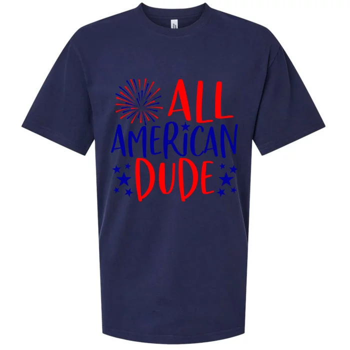 4th Of July Family Couples Matching Cute Gift All American Dude Cool Gift Sueded Cloud Jersey T-Shirt