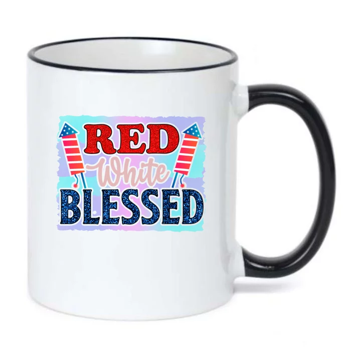 4th Of July Clothes And Accessories Red White Blessed Cute Gift Black Color Changing Mug