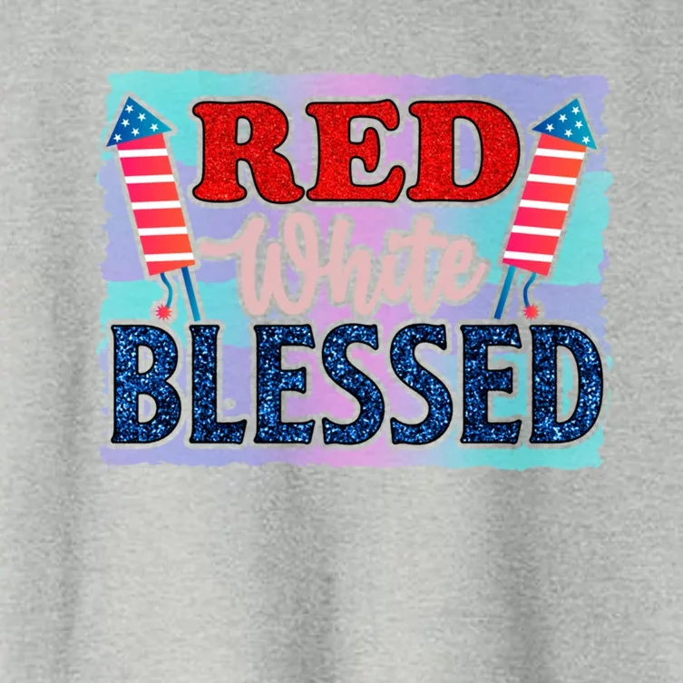 4th Of July Clothes And Accessories Red White Blessed Cute Gift Women's Crop Top Tee