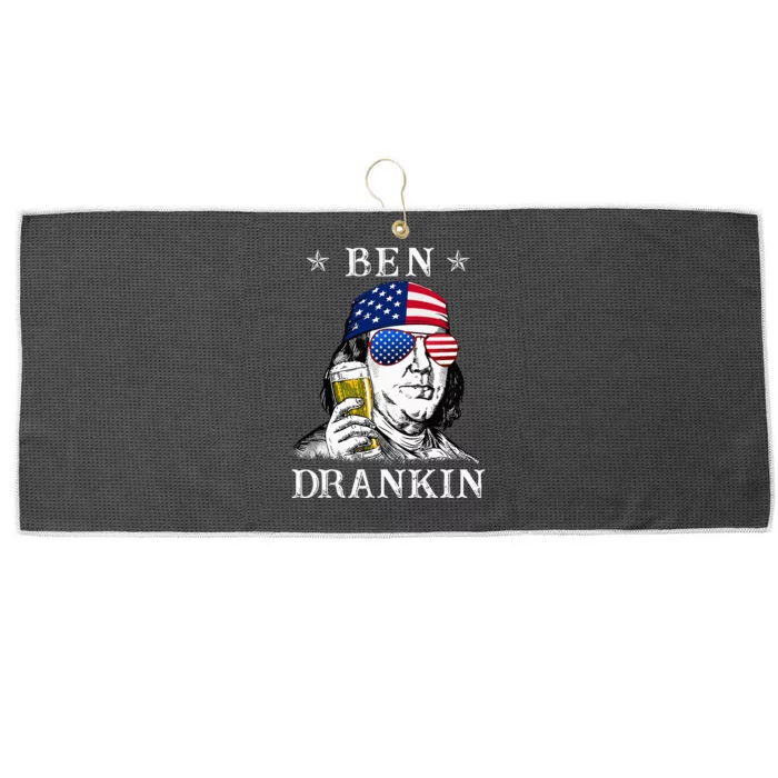 4Th Of July Ben Drankin Benjamin Franklin Beer Large Microfiber Waffle Golf Towel