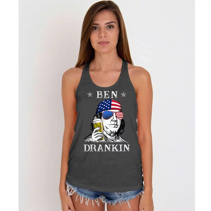 4Th Of July Ben Drankin Benjamin Franklin Beer Women's Knotted Racerback Tank