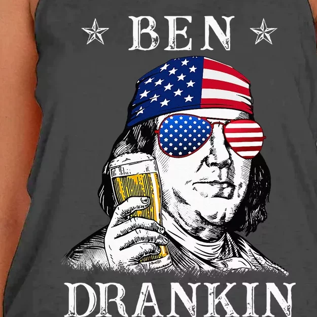 4Th Of July Ben Drankin Benjamin Franklin Beer Women's Knotted Racerback Tank