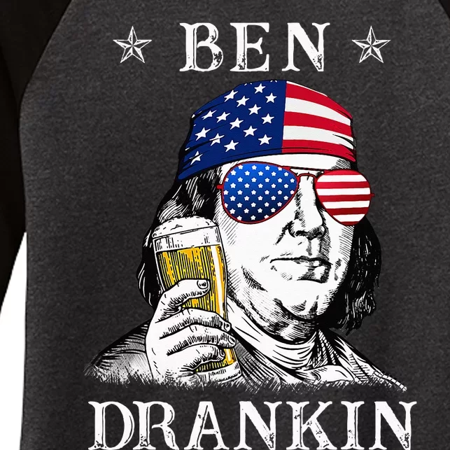 4Th Of July Ben Drankin Benjamin Franklin Beer Women's Tri-Blend 3/4-Sleeve Raglan Shirt