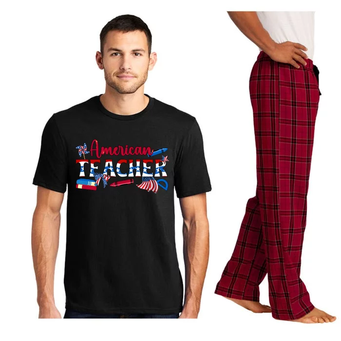 4th Of July American Teacher American Flag Teaching Gift Pajama Set