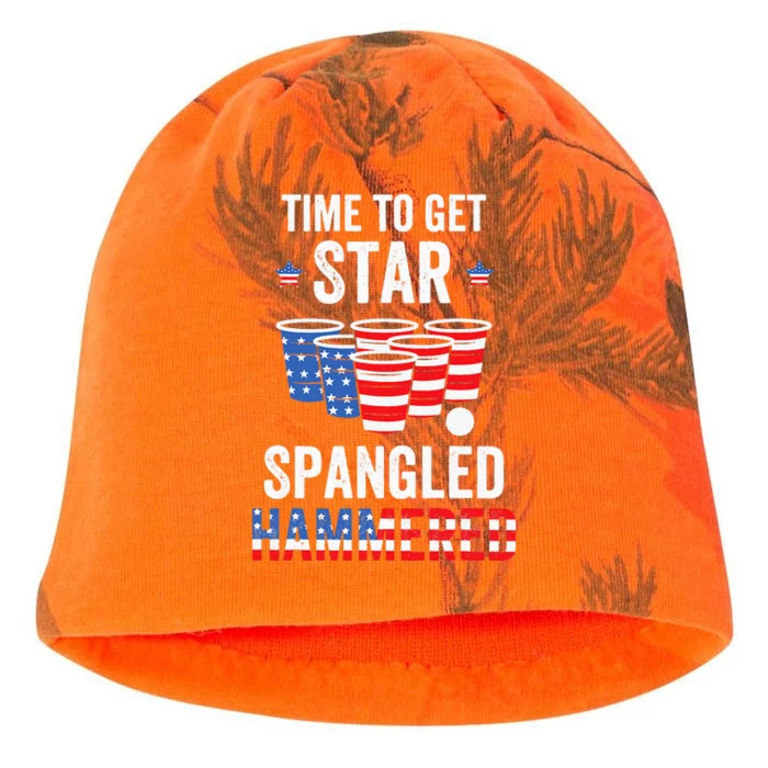 4th Of July Beer Pong Time To Get Star Spangled Hammered Kati - Camo Knit Beanie