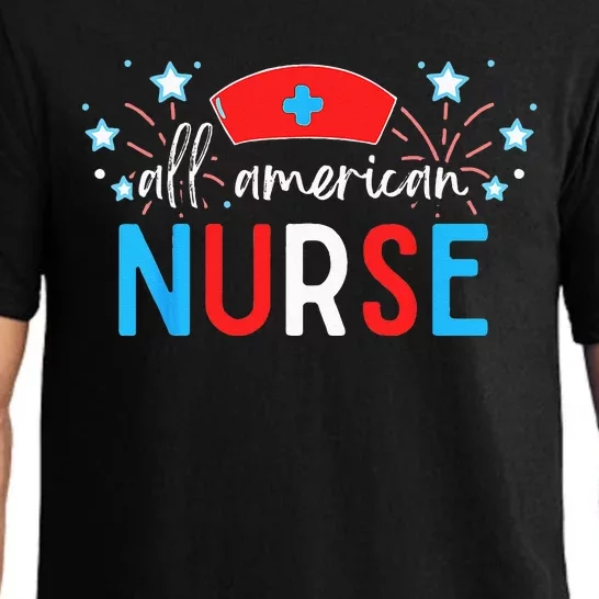 4th of July All American Nurse Red White and Blue Pajama Set