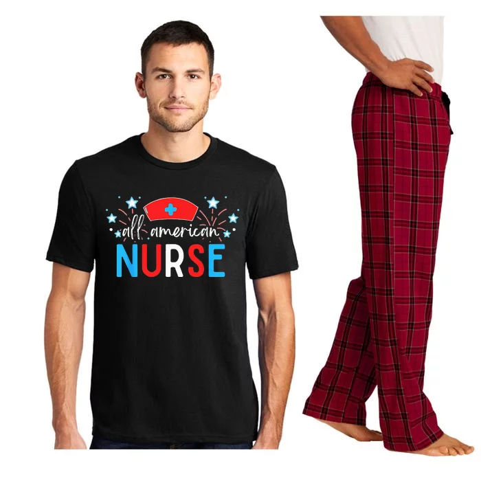 4th of July All American Nurse Red White and Blue Pajama Set