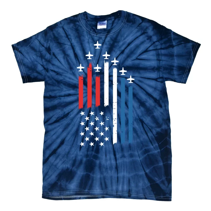 4th Of July Jets American Flag Tie-Dye T-Shirt