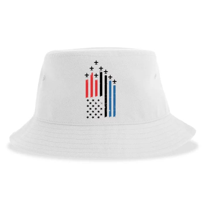 4th Of July Jets American Flag Sustainable Bucket Hat