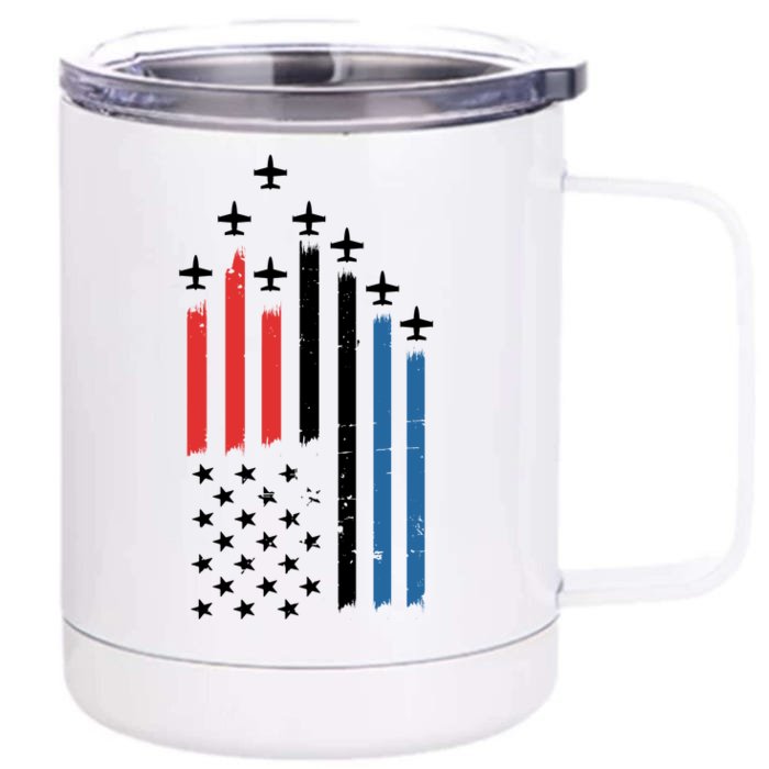 4th Of July Jets American Flag Front & Back 12oz Stainless Steel Tumbler Cup