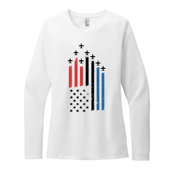 4th Of July Jets American Flag Womens CVC Long Sleeve Shirt