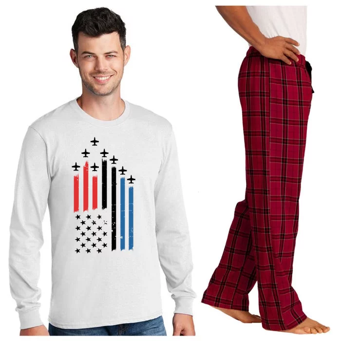 4th Of July Jets American Flag Long Sleeve Pajama Set