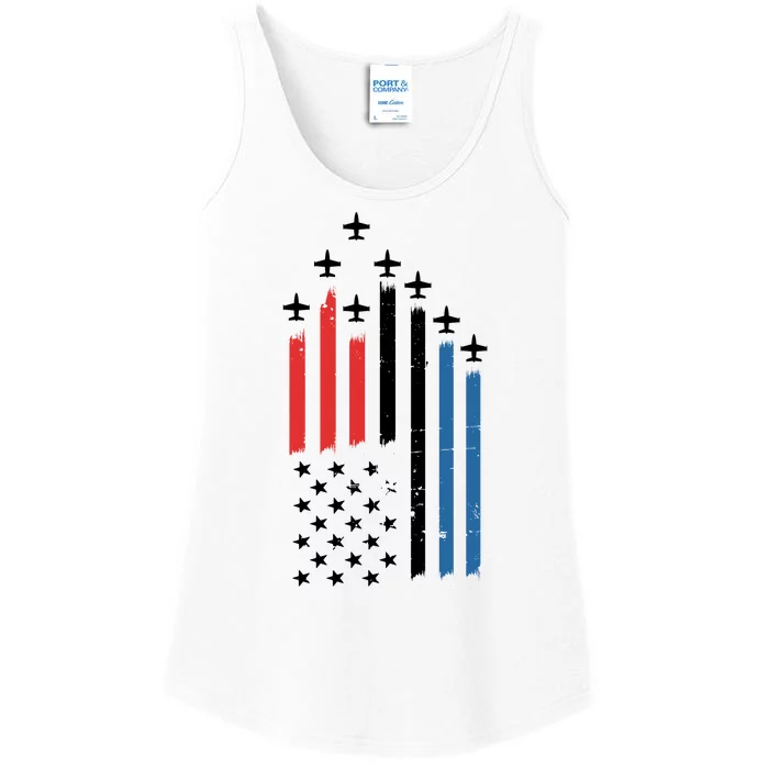 4th Of July Jets American Flag Ladies Essential Tank