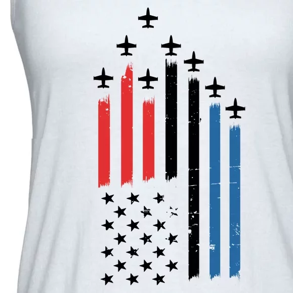 4th Of July Jets American Flag Ladies Essential Flowy Tank