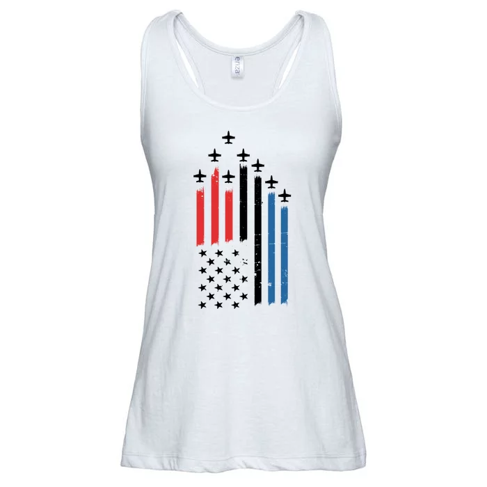 4th Of July Jets American Flag Ladies Essential Flowy Tank