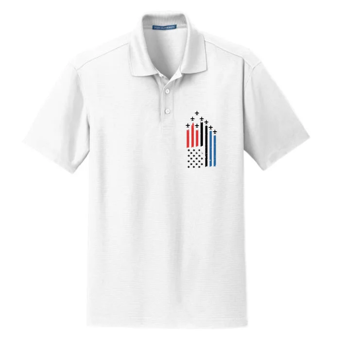 4th Of July Jets American Flag Dry Zone Grid Performance Polo