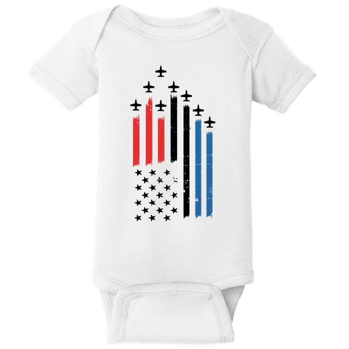 4th Of July Jets American Flag Baby Bodysuit