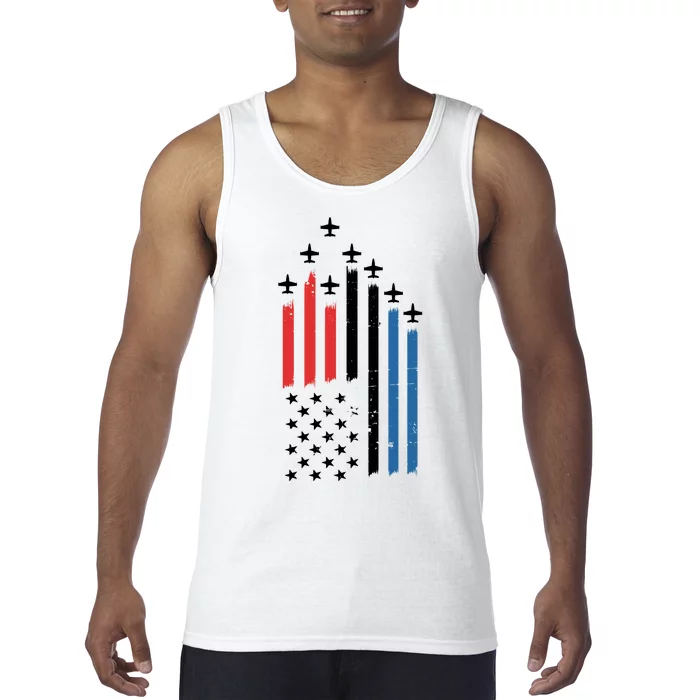 4th Of July Jets American Flag Tank Top