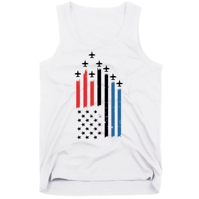 4th Of July Jets American Flag Tank Top