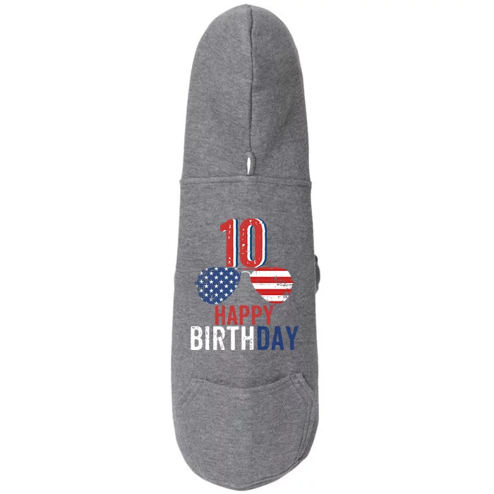 4th Of July Usa Merica Happy Birthday 10 Years Old Cute Gift Doggie 3-End Fleece Hoodie