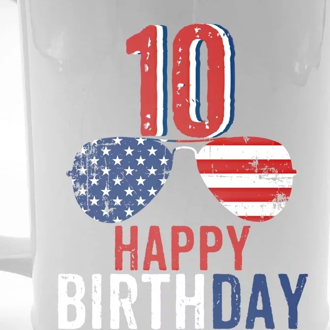 4th Of July Usa Merica Happy Birthday 10 Years Old Cute Gift Front & Back Beer Stein