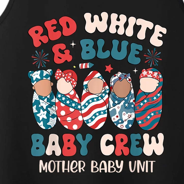 4th Of July Retro Red White Blue Baby Crew Mother Baby Unit Gift Performance Tank