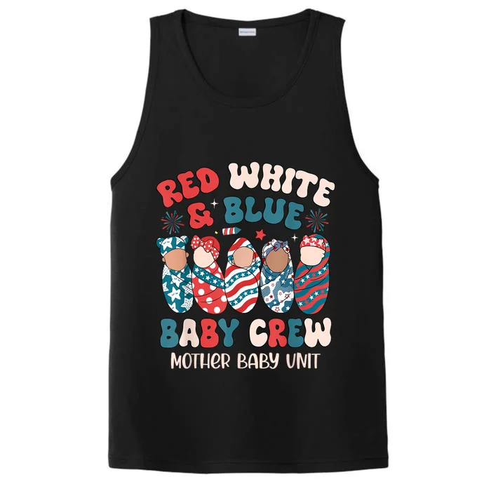 4th Of July Retro Red White Blue Baby Crew Mother Baby Unit Gift Performance Tank