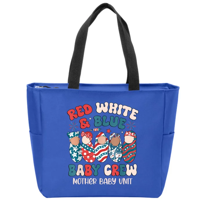 4th Of July Retro Red White Blue Baby Crew Mother Baby Unit Gift Zip Tote Bag