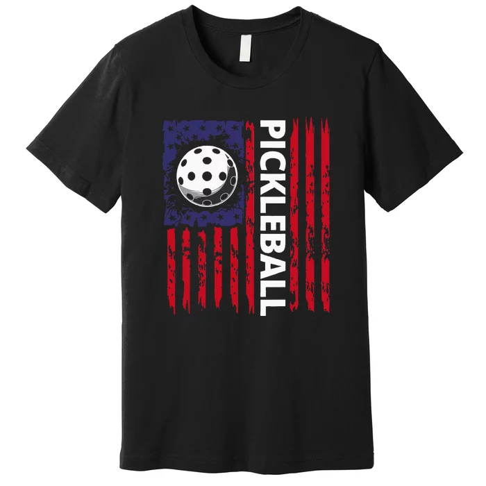 4th Of July Pickleball American Flag Funny Pickleball Lover Vintage Gift Premium T-Shirt