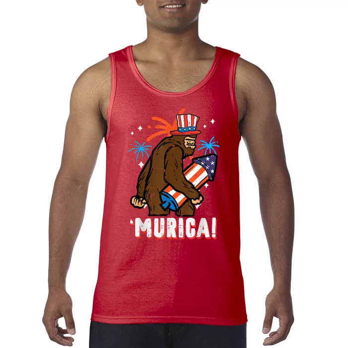 4th Of July Bald Eagle Bigfoot Mullet Murica Usa Usa Merica Tank Top