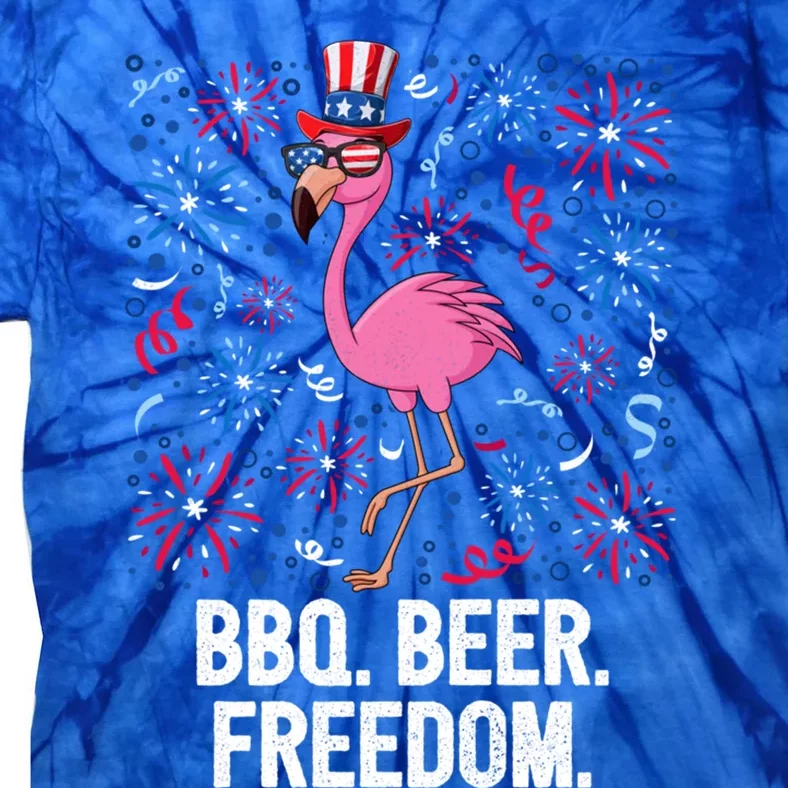 4th Of July Bbq Beer Freedom Flamingo Us Flag Patriotic Great Gift Tie-Dye T-Shirt