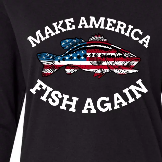 4th Of July Fishing American Flag Make America Fish Again Gift Womens Cotton Relaxed Long Sleeve T-Shirt