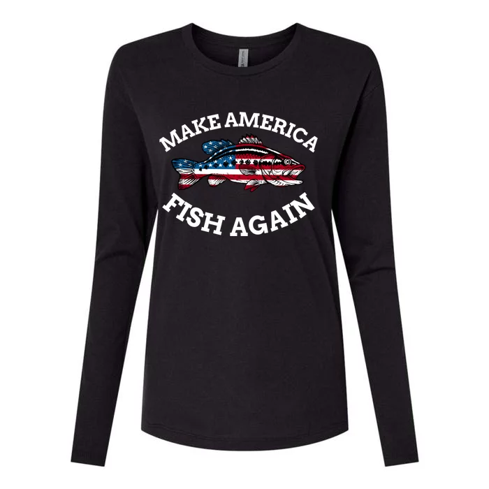 4th Of July Fishing American Flag Make America Fish Again Gift Womens Cotton Relaxed Long Sleeve T-Shirt