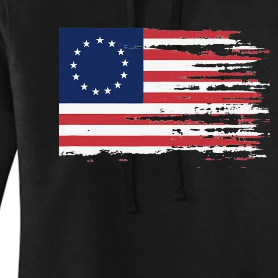 4th of July Patriotic Betsy Ross battle flag 13 colonies Women's Pullover Hoodie