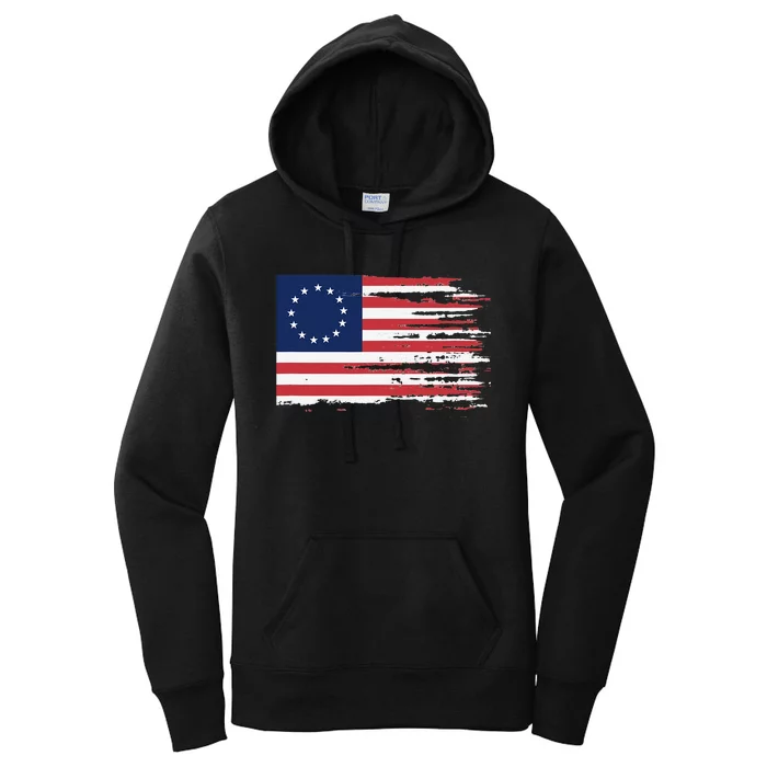 4th of July Patriotic Betsy Ross battle flag 13 colonies Women's Pullover Hoodie