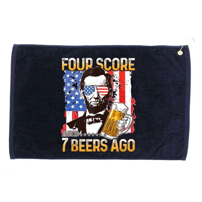 4th Of July Drinking Beer Patriot Four Score And 7 Beers Ago Grommeted Golf Towel