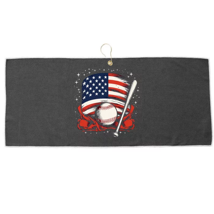 4th Of July Patriotic Baseball Usa American Flag Large Microfiber Waffle Golf Towel