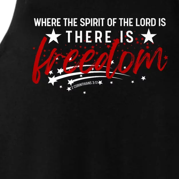 4th Of July Faith & Freedom Stars Bible Verse Christian Premium Ladies Tri-Blend Wicking Tank