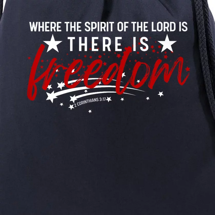 4th Of July Faith & Freedom Stars Bible Verse Christian Premium Drawstring Bag