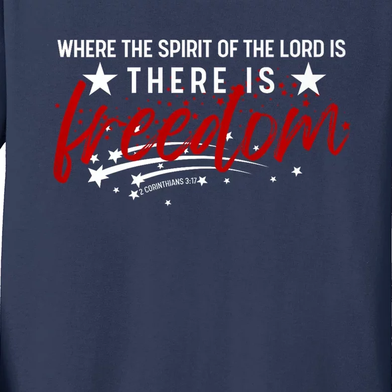 4th Of July Faith & Freedom Stars Bible Verse Christian Premium Kids Long Sleeve Shirt