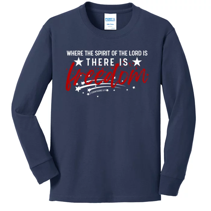 4th Of July Faith & Freedom Stars Bible Verse Christian Premium Kids Long Sleeve Shirt