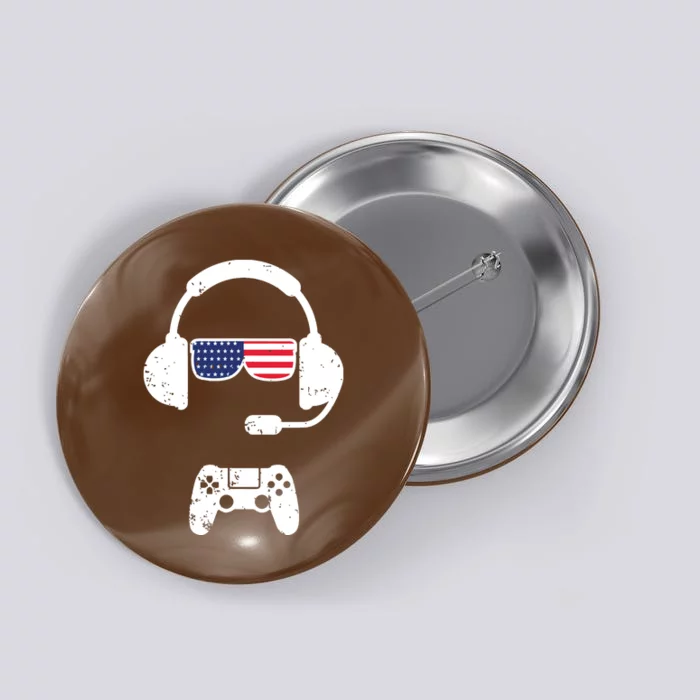 4th Of July Gaming Gamer Kids Boy Men USA Button