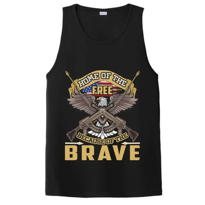 4th Of July Eagle Home Of The Free Because Of The Brave Cool Gift Performance Tank